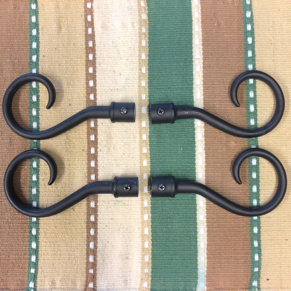 Curtain Rod Finials Black Rod Iron - set of 4